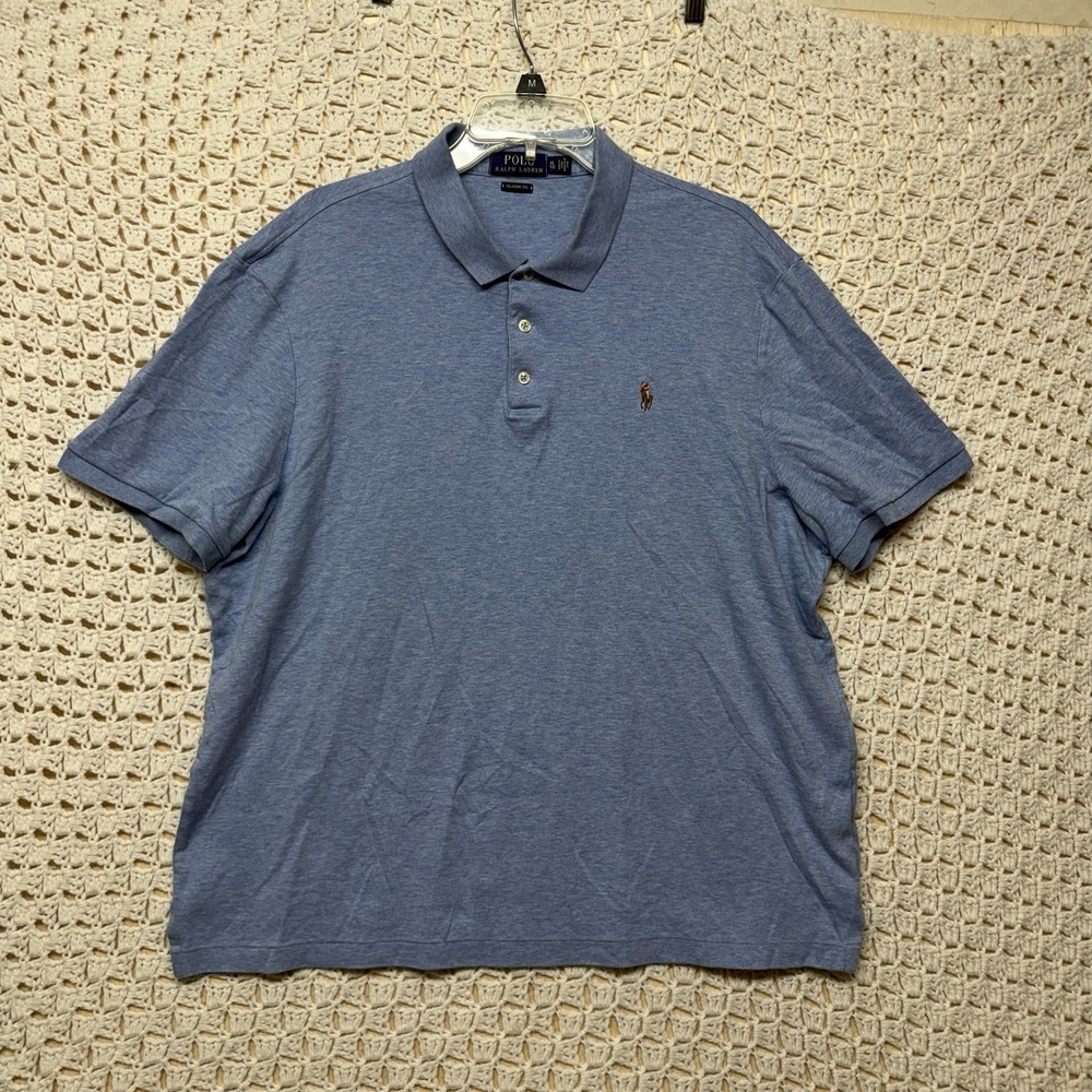 Polo Ralph Lauren Shirt Men XL Blue Pony Rugby 100% Cotton Classic Fit